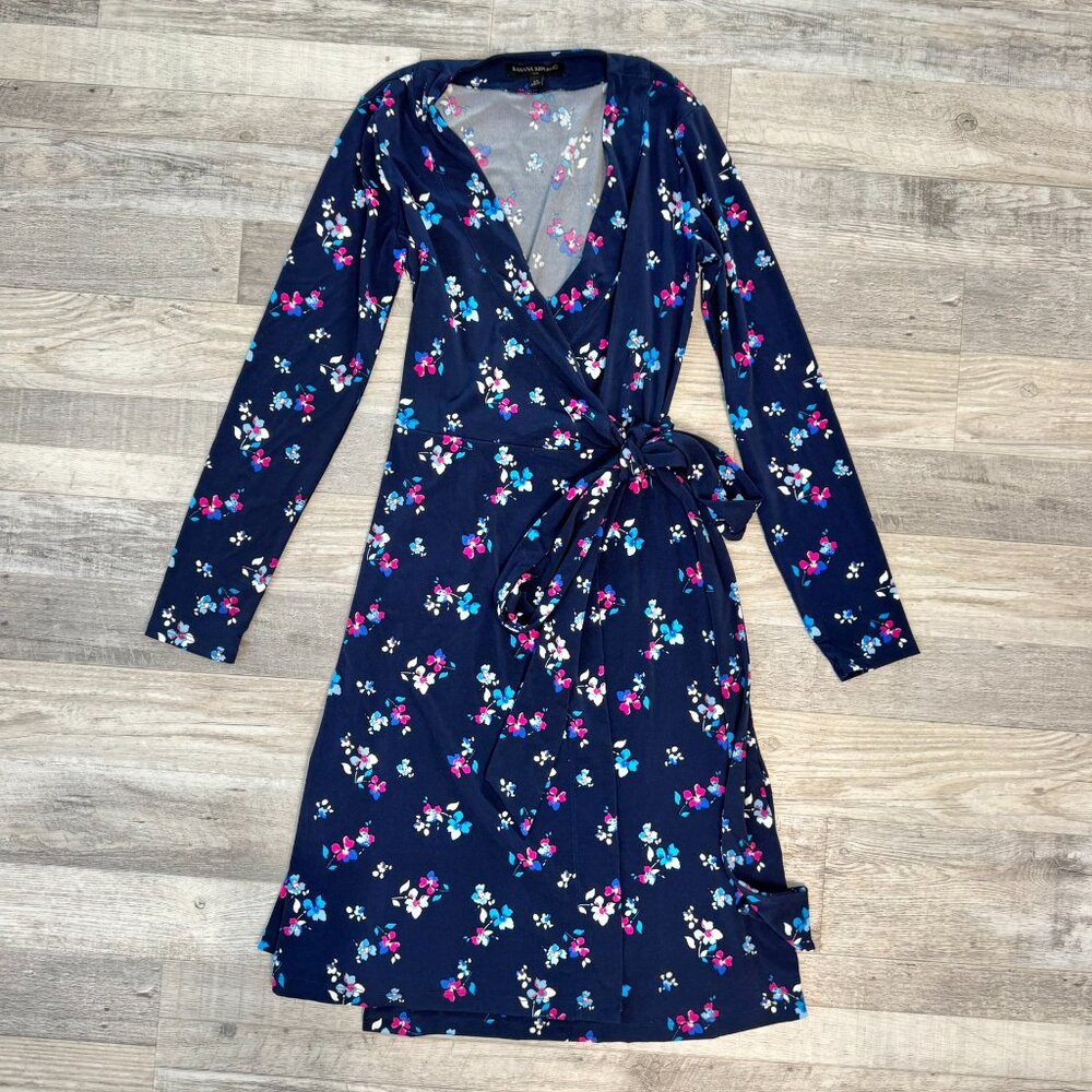 Banana Republic Navy Floral Wrap Dress Size XS S28 - Picture 2 of 7